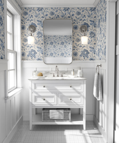 Chinoiserie Toile Garden Peel and Stick Wallpaper