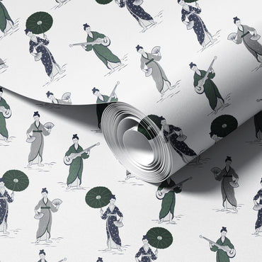 Chinoiserie Women Grey Wallpaper