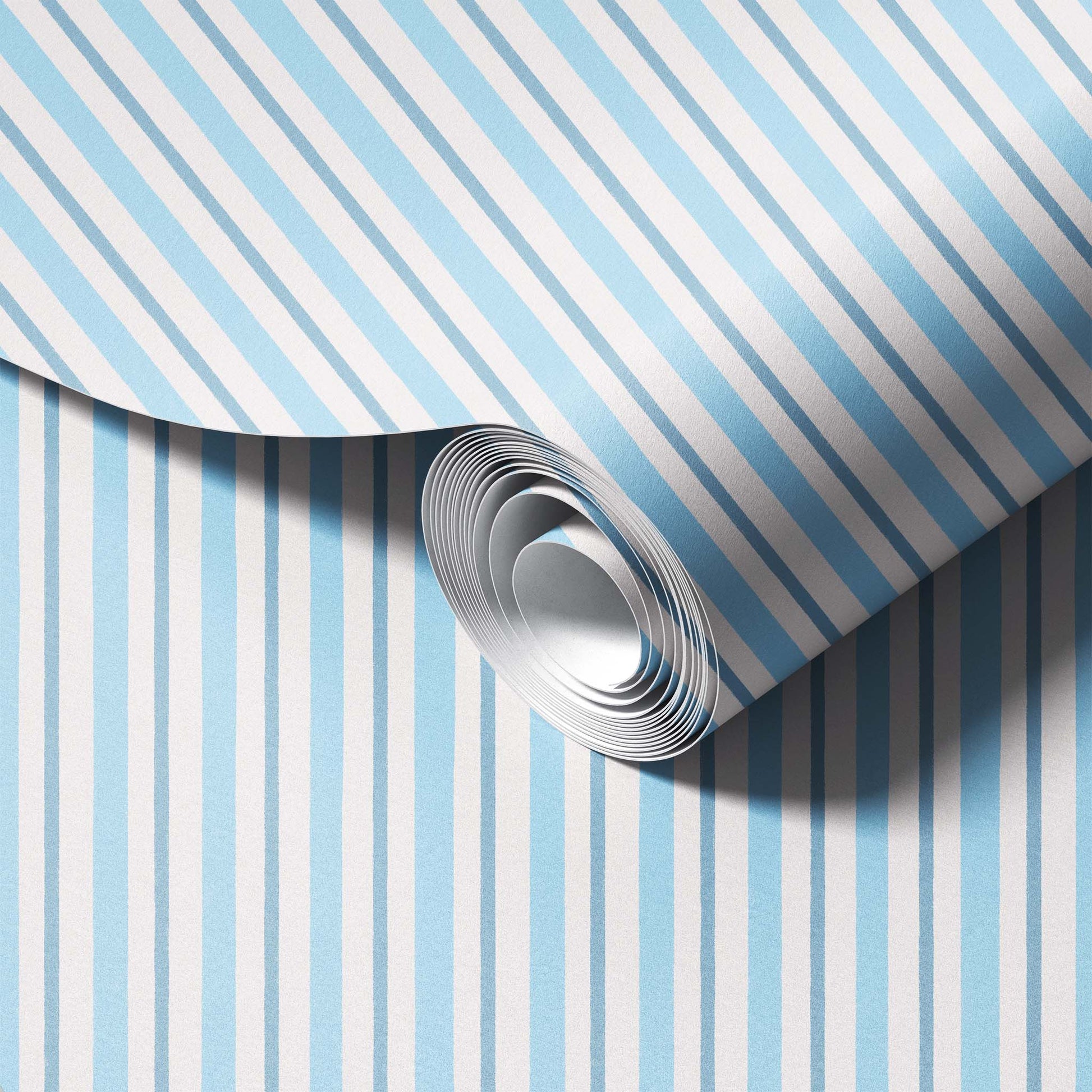 Classic Stripes Blue peel and stick wallpaper room mockup