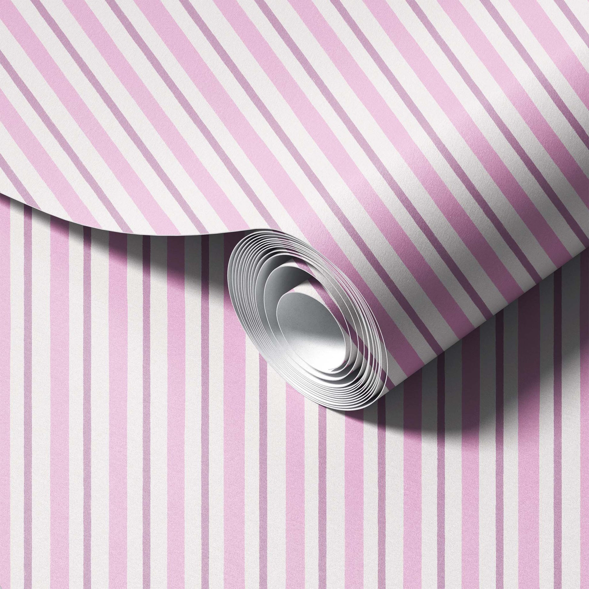 Classic Stripes Pink peel and stick wallpaper room mockup
