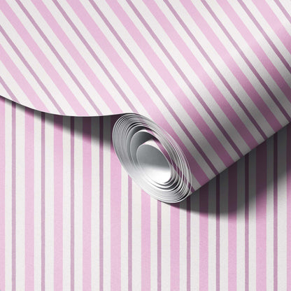 Classic Stripes Pink peel and stick wallpaper room mockup