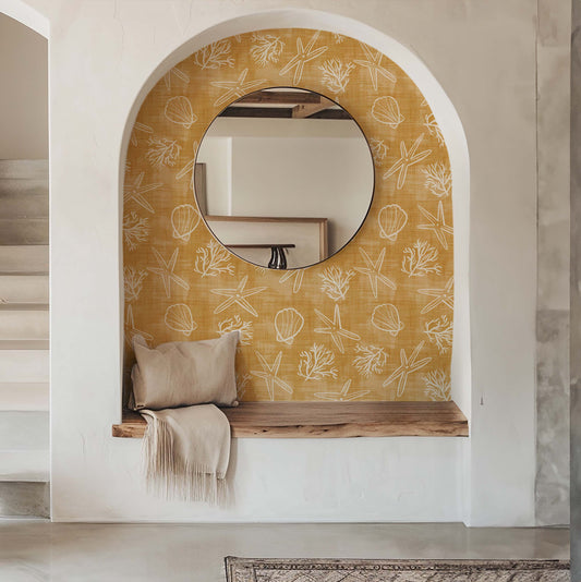 Coastal Line Art Wallpaper