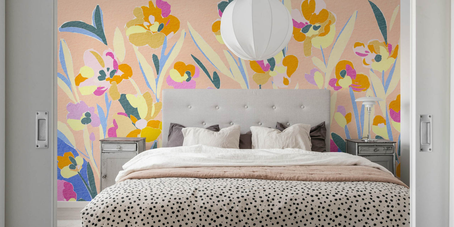 Colorful Blossoms Field Peel and Stick Wall Mural - Floral, Botanical, Mural