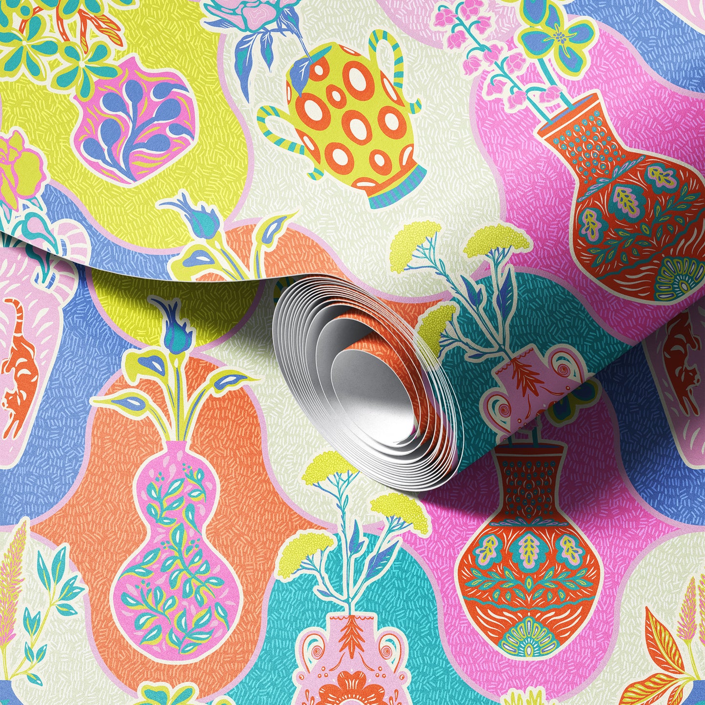 Colorful Kitschy Vases Wallpaper