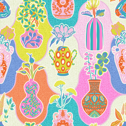 Colorful Kitschy Vases Wallpaper