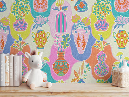 Colorful Kitschy Vases Wallpaper