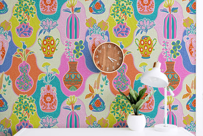 Colorful Kitschy Vases Wallpaper