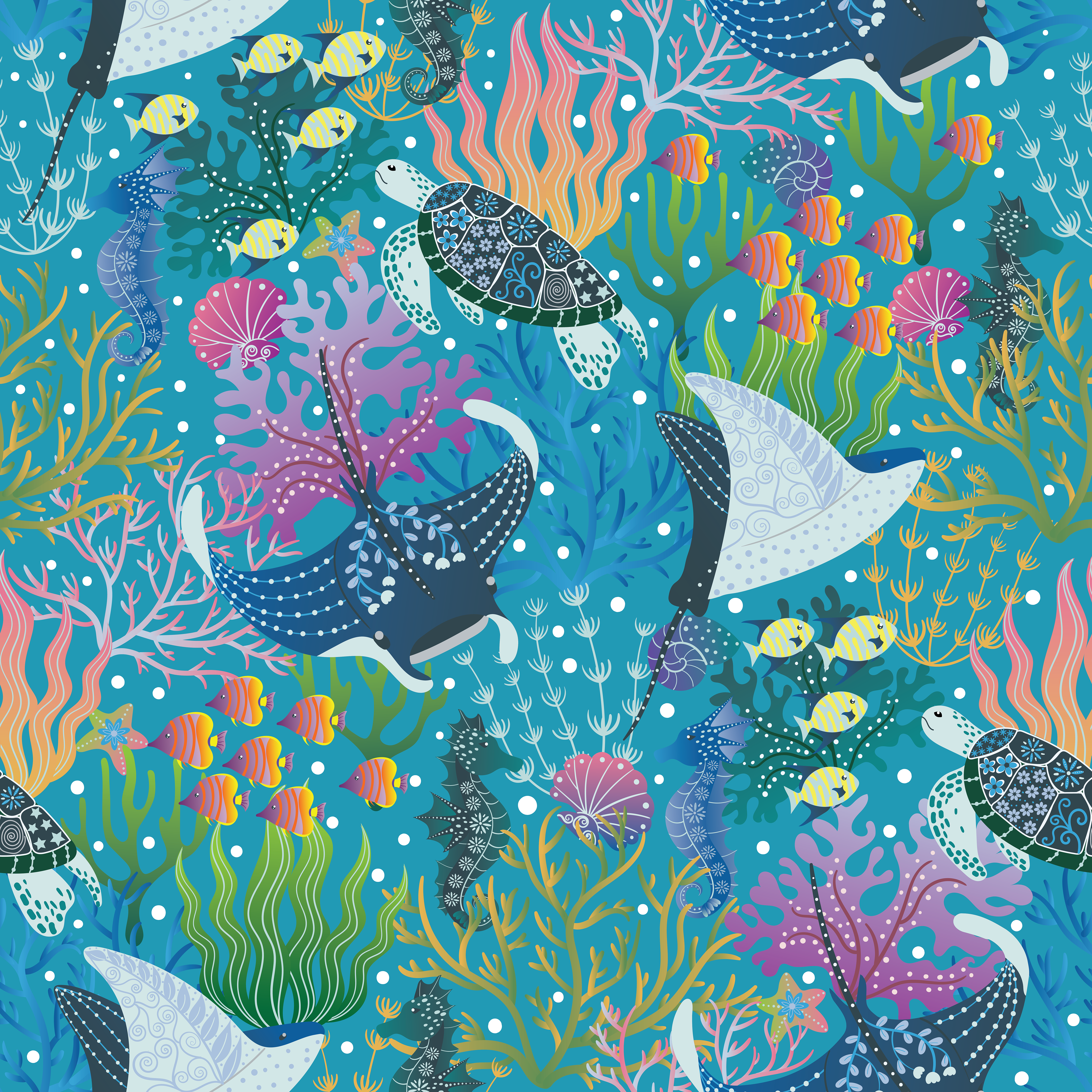 Underwater Whimsy Garden Wallpaper.