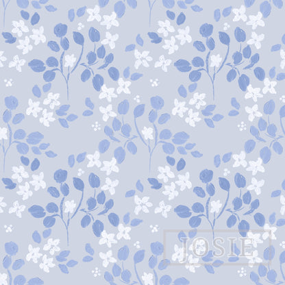 Ditsy Floral Oil Paint Blue Periwinkle peel and stick wallpaper pattern swatch
