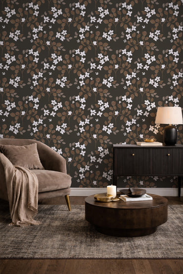 Ditsy Floral Oil Paint peel and stick wallpaper room mockup