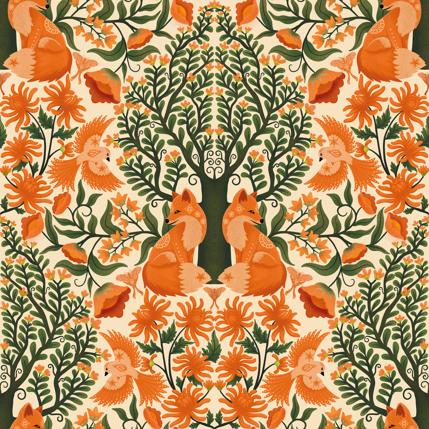 Foxes Day Forest Wallpaper.