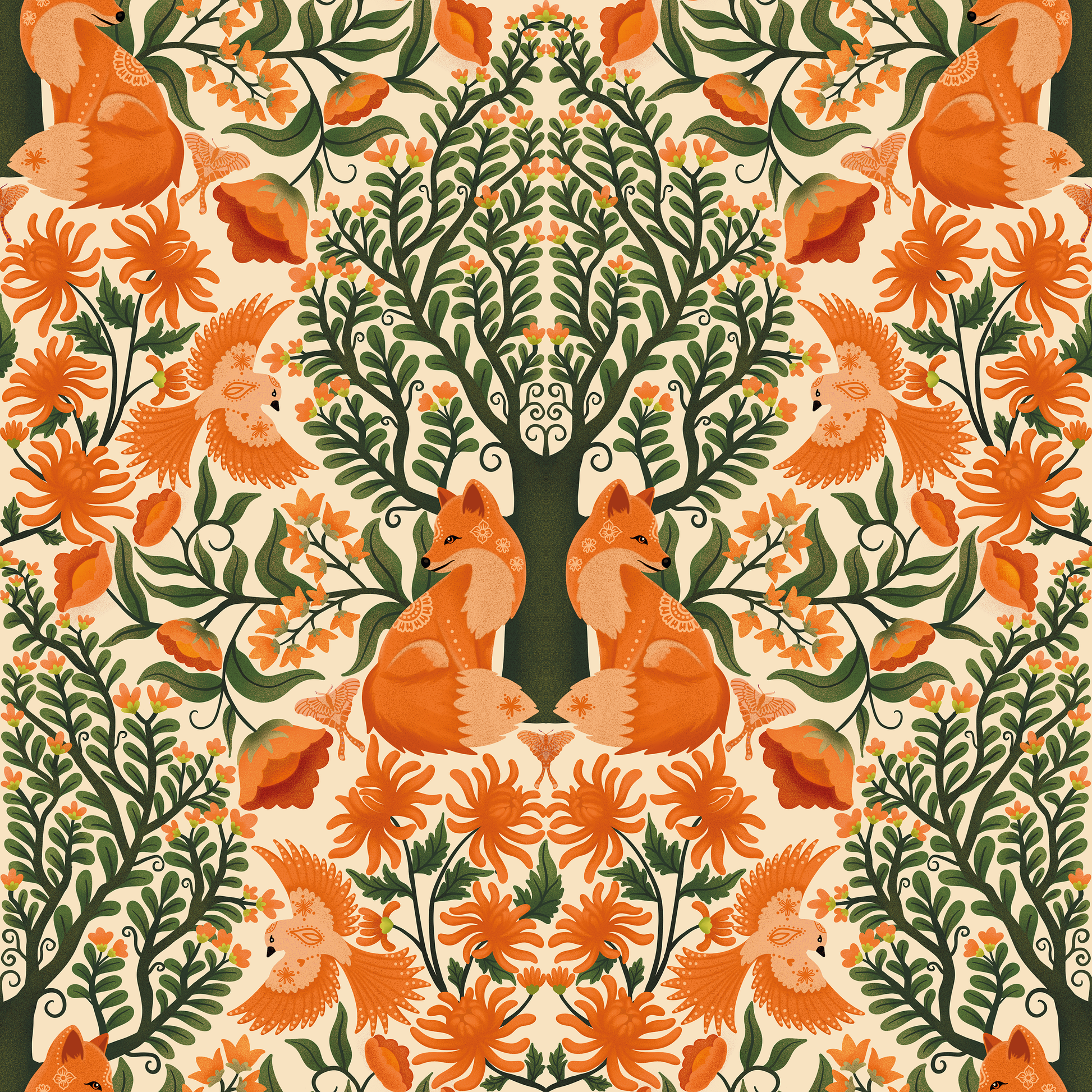 Foxes Day Forest Wallpaper.