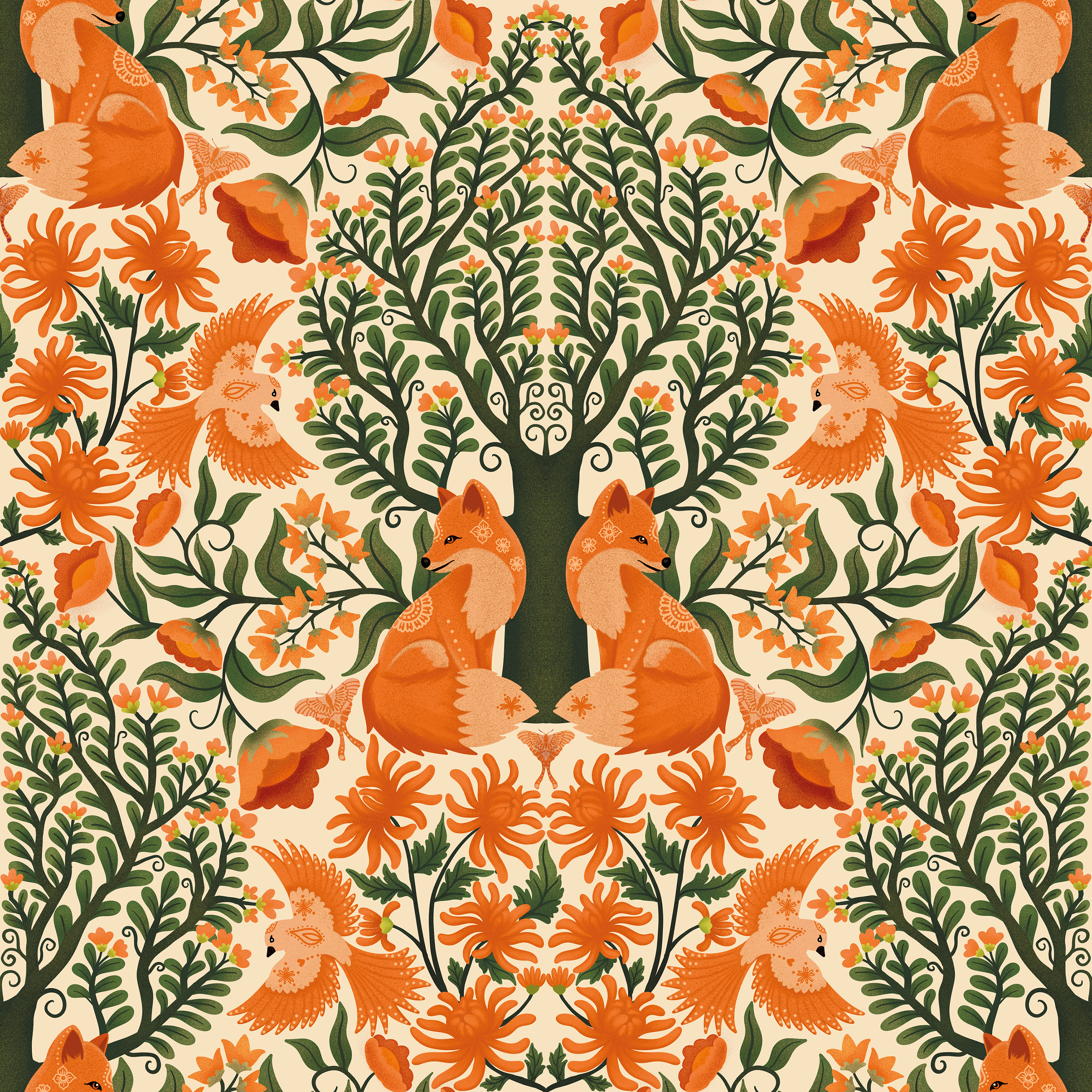 Foxes Day Forest Wallpaper.