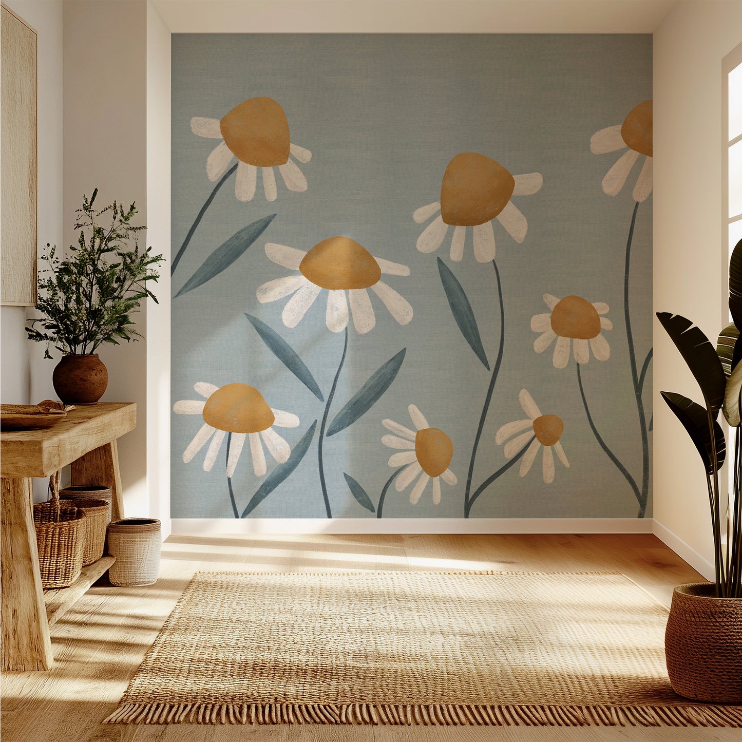 Daisies Mural Peel and Stick Wall Mural - Floral, Botanical, Daisy