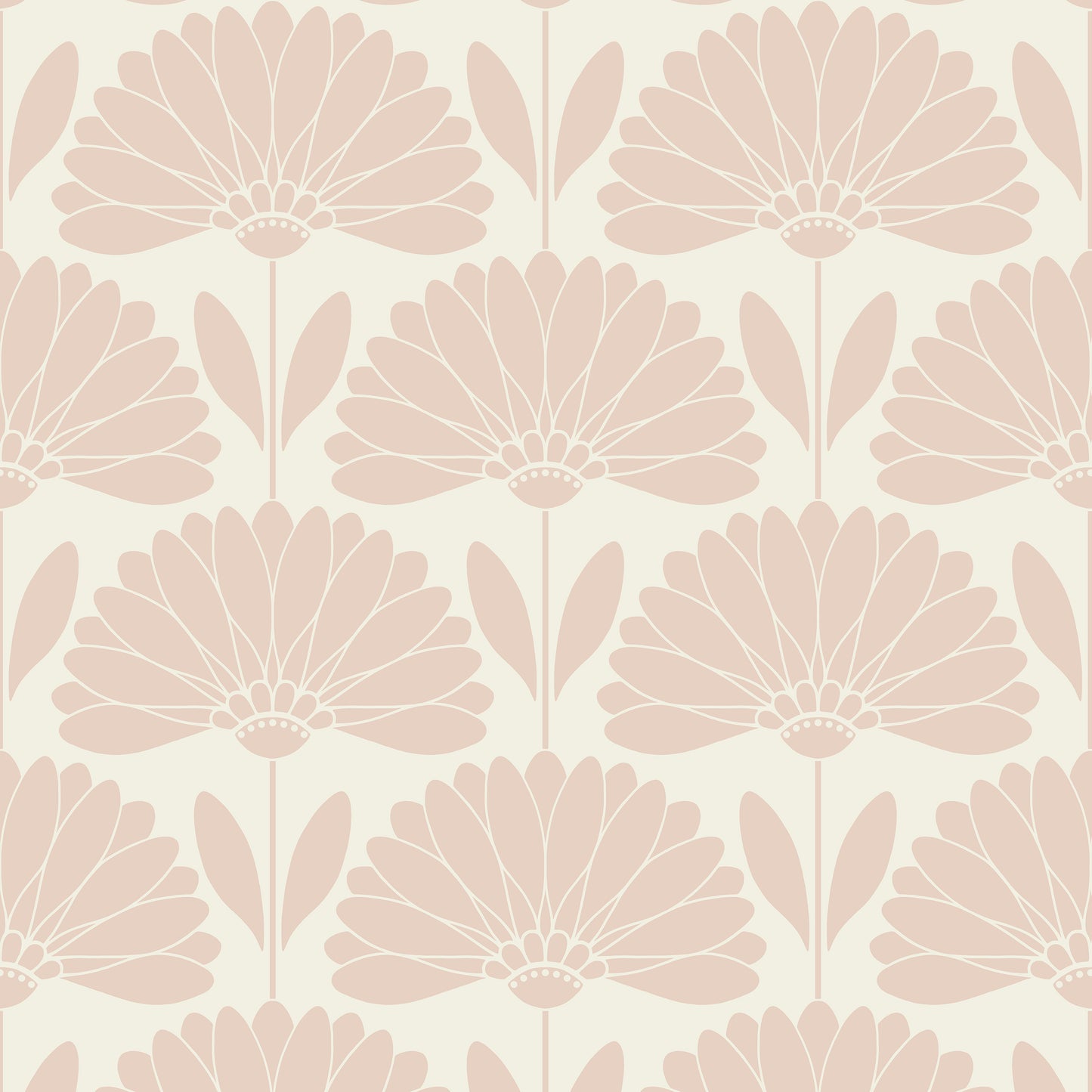 Pattern of pink floral shapes on a light beige background