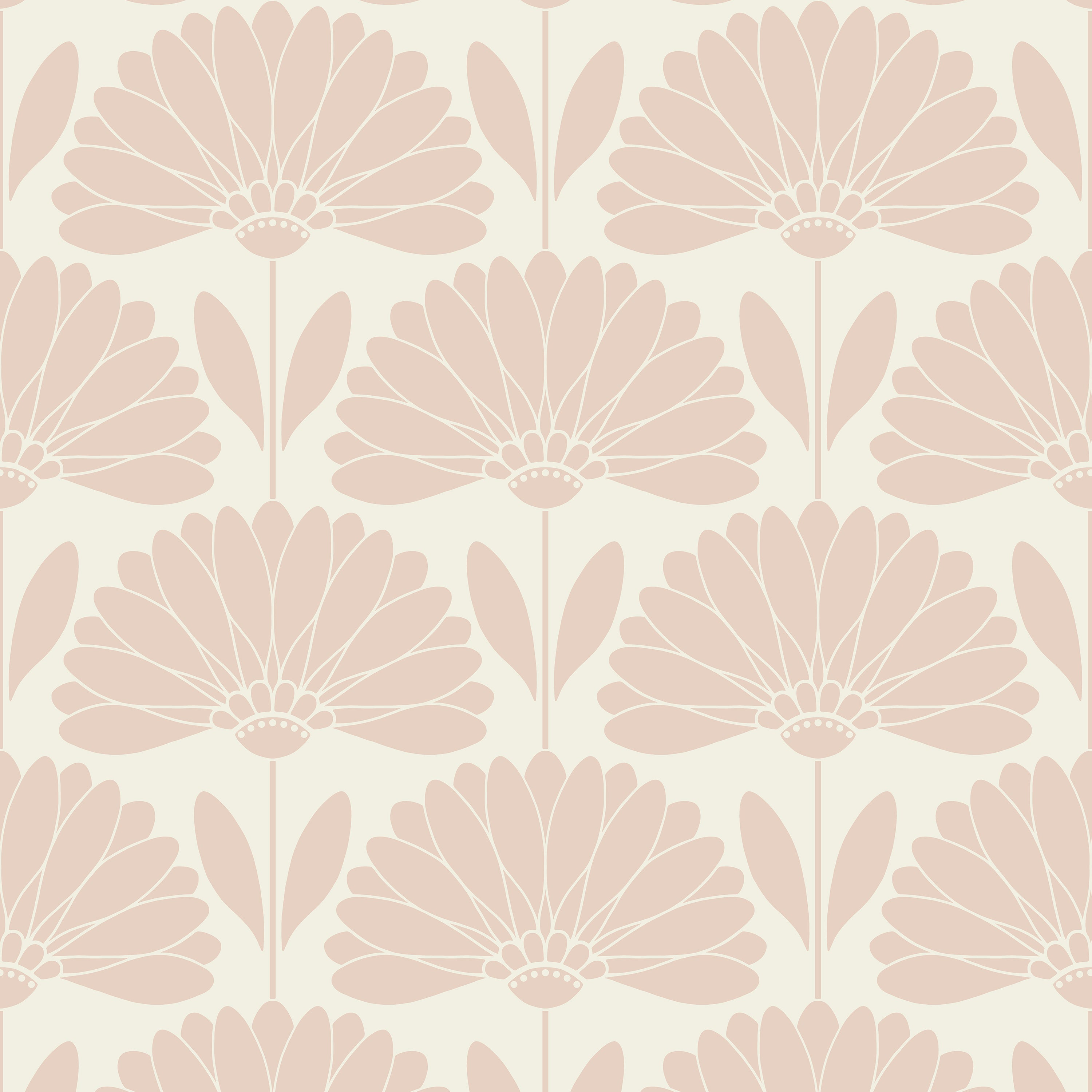 Pattern of pink floral shapes on a light beige background