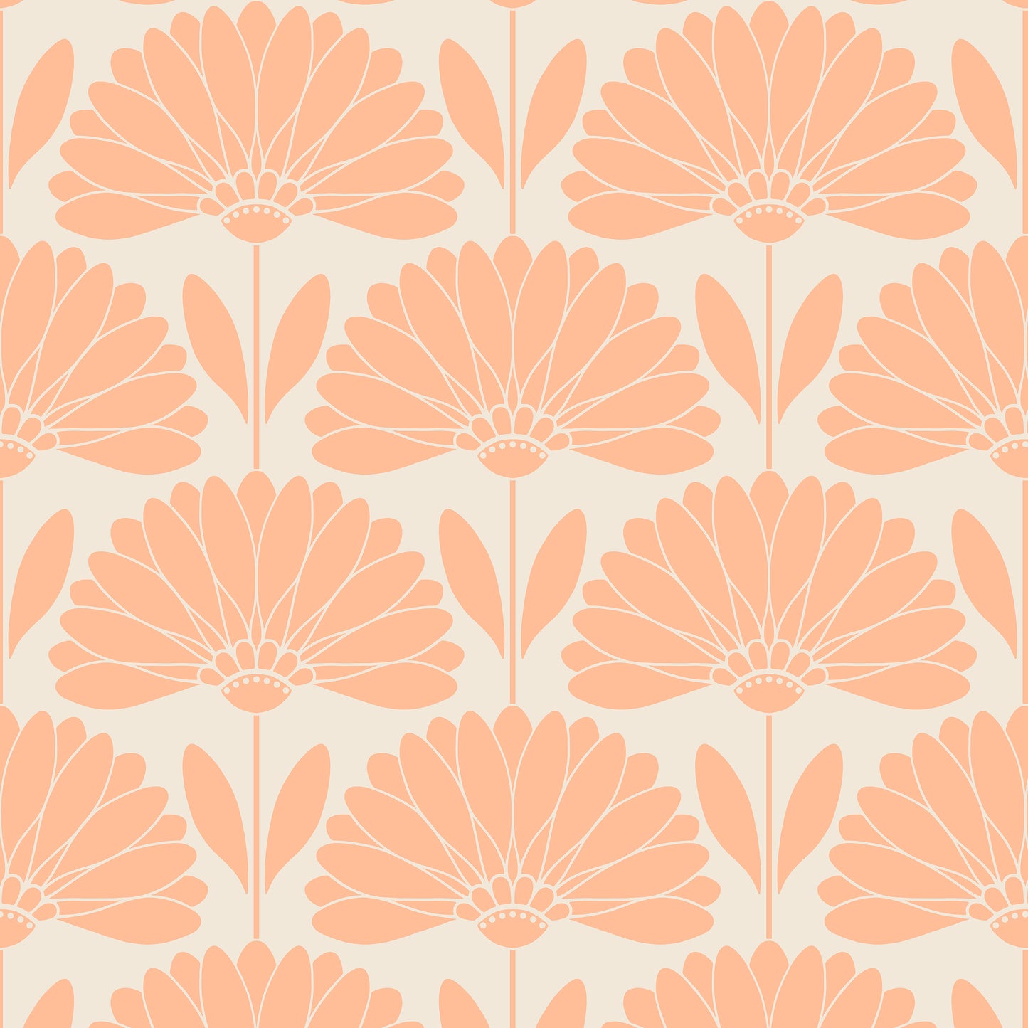 Pattern of pink floral shapes on a beige background