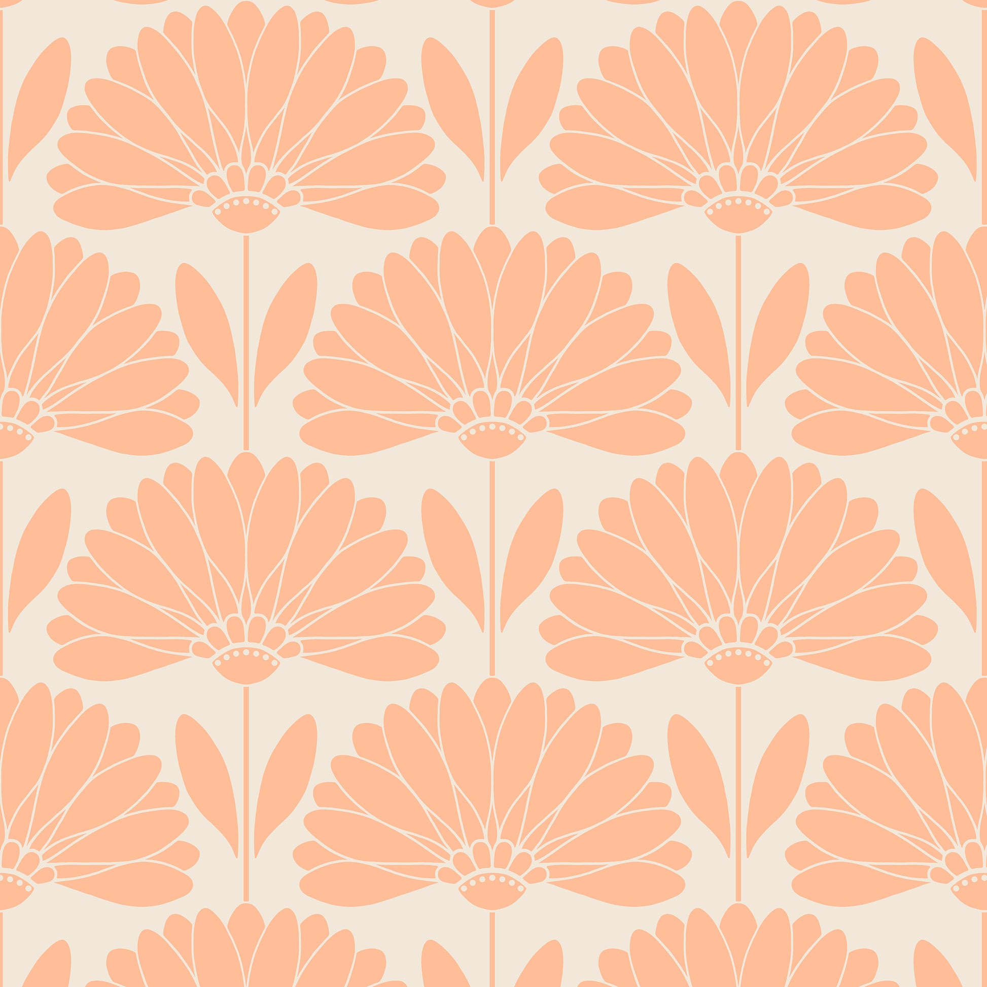 Pattern of pink floral shapes on a beige background