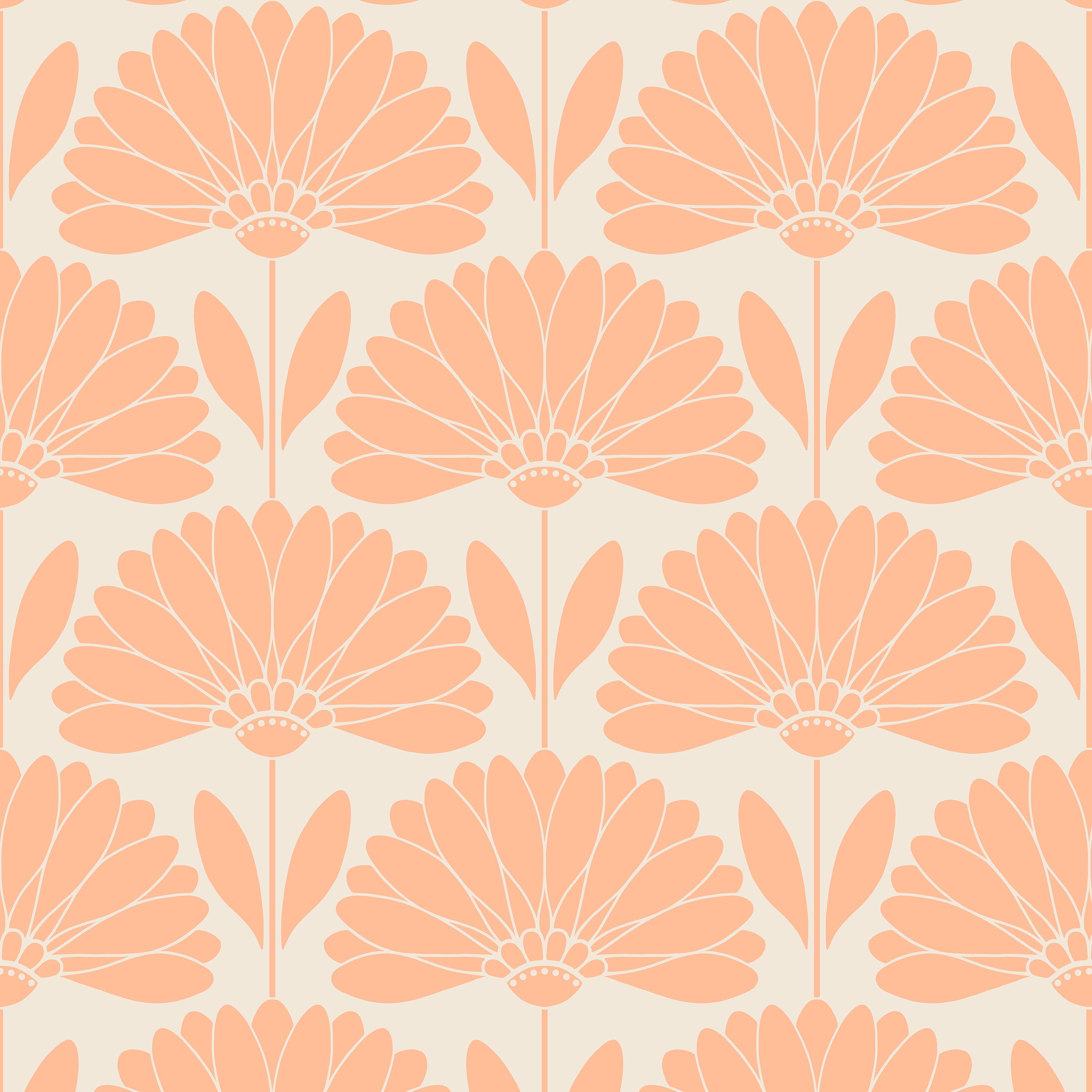 Pattern of pink floral shapes on a beige background