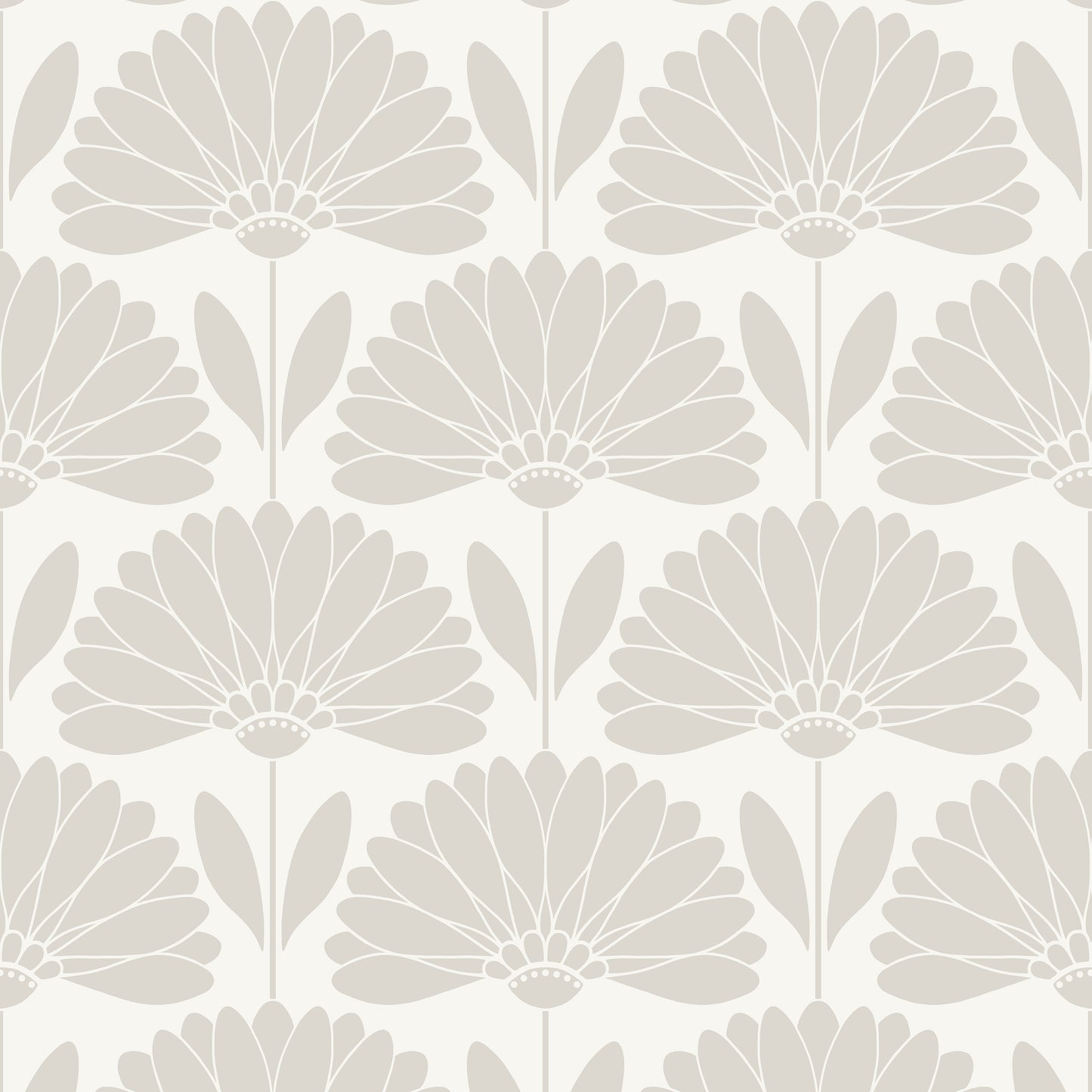 Pattern of gray floral shapes on a white background
