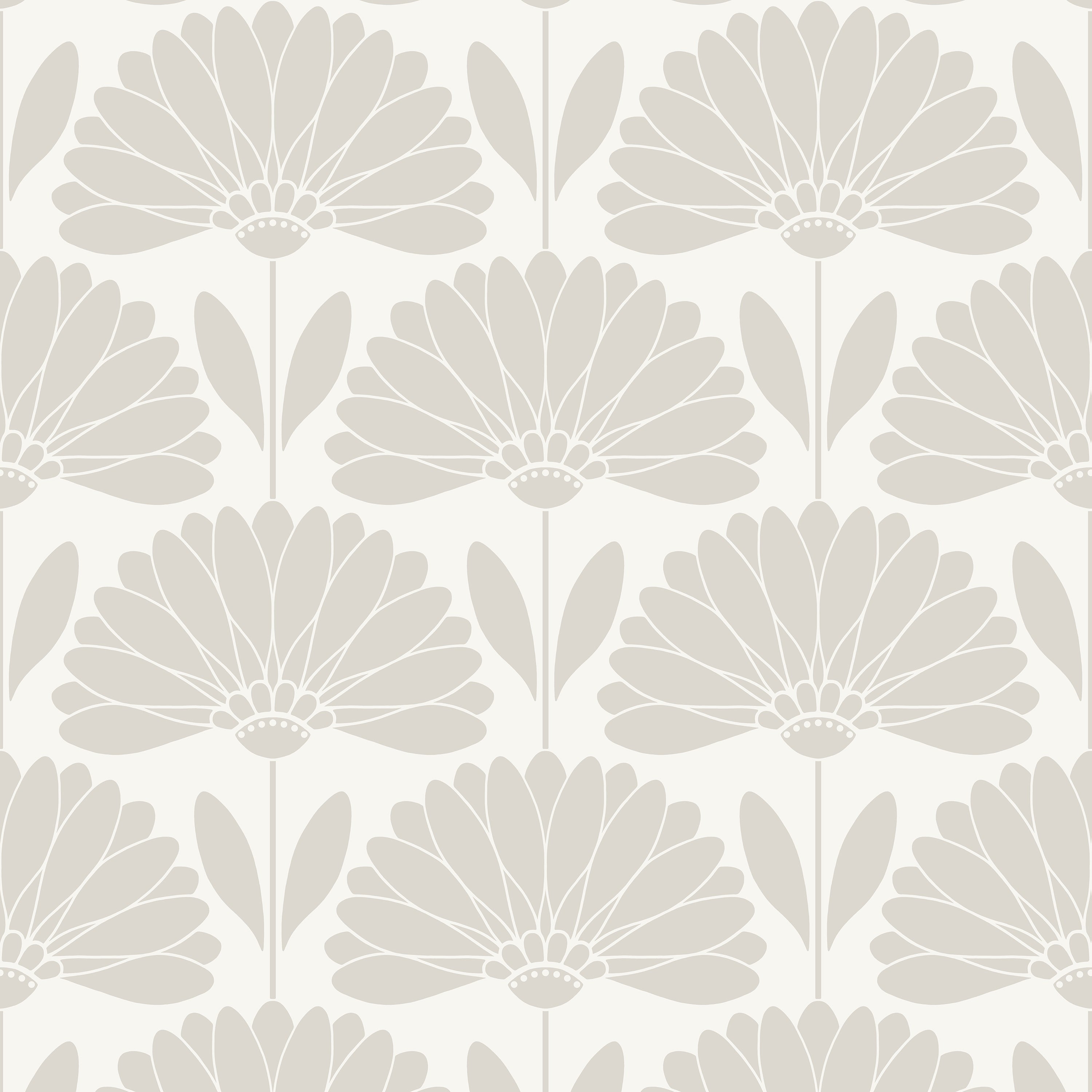 Pattern of gray floral shapes on a white background