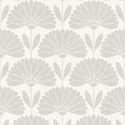 Pattern of gray floral shapes on a white background