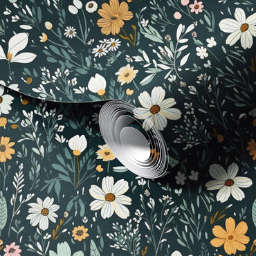 Dark Vintage Wild Flowers Wallpaper