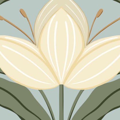 Deco Magnolias Peel and Stick Wallpaper Sample - Floral, Botanical, Art Deco