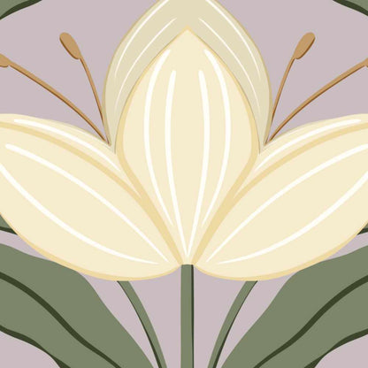 Deco Magnolias Peel and Stick Wallpaper - Floral, Botanical, Art Deco