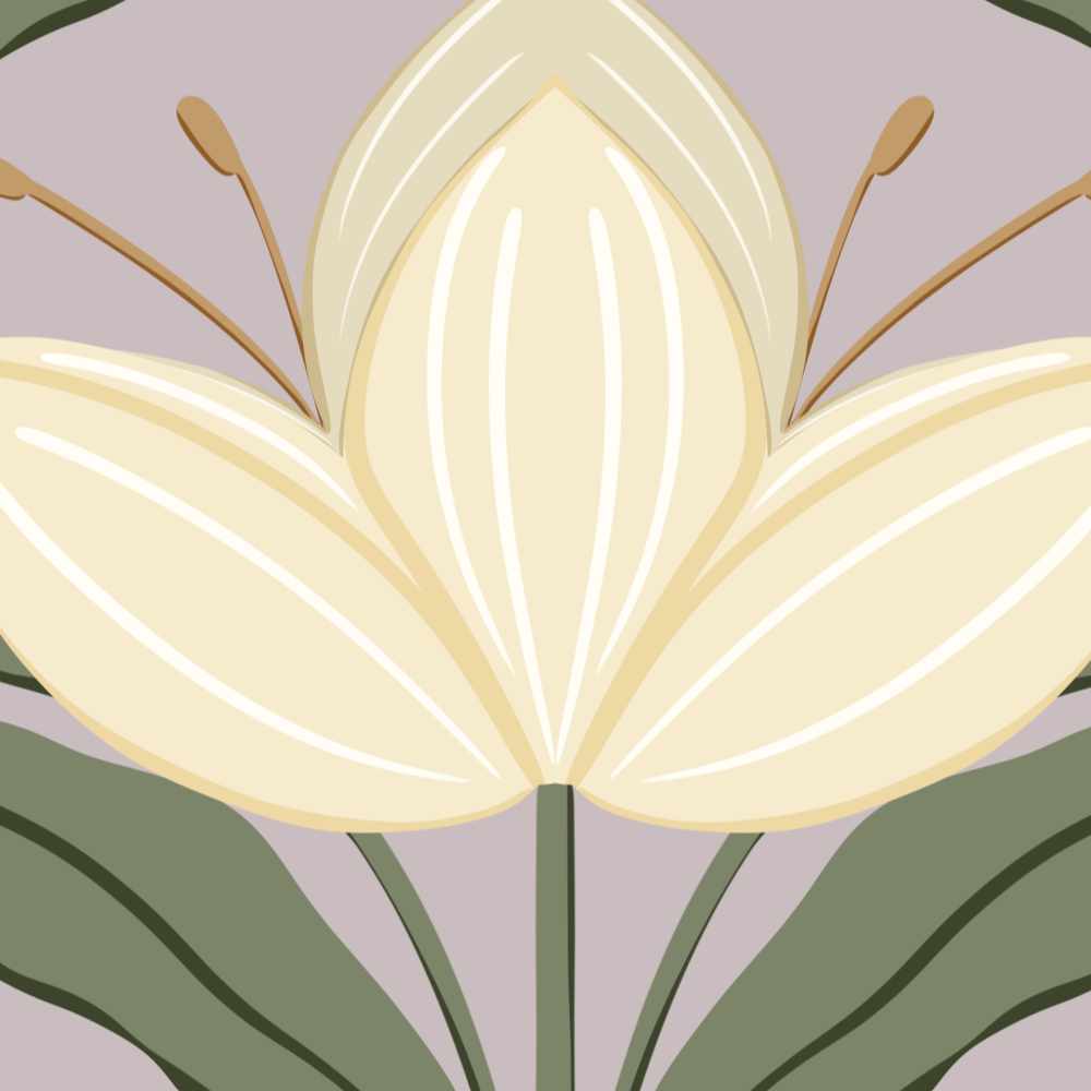 Deco Magnolias Peel and Stick Wallpaper Sample - Floral, Botanical, Art Deco