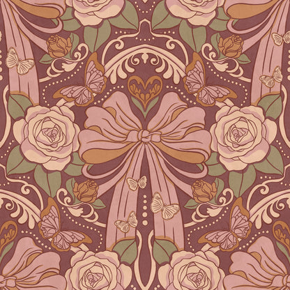 Deco Nouveau Floral Bows Peel and Stick Wallpaper