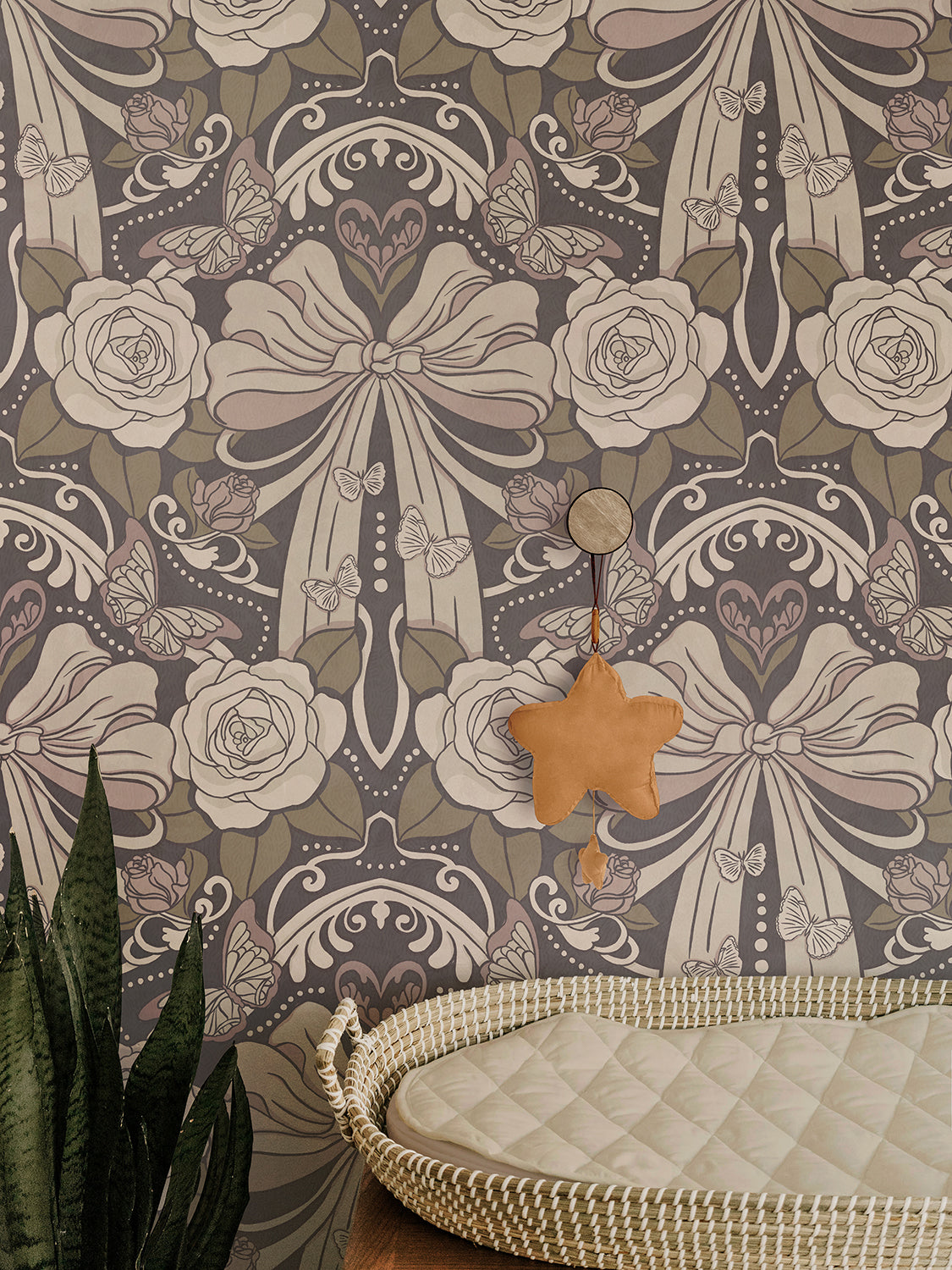 Deco Nouveau Floral Bows Peel and Stick Wallpaper