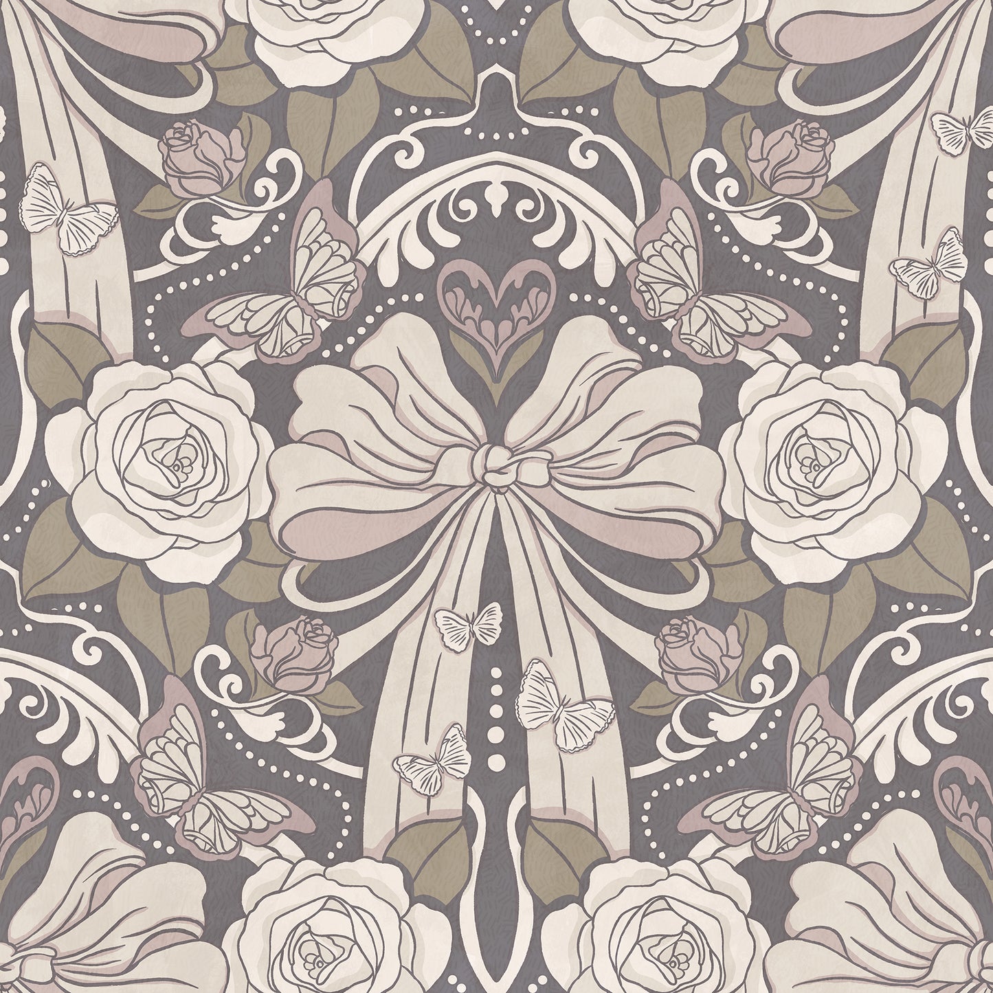 Deco Nouveau Floral Bows Peel and Stick Wallpaper