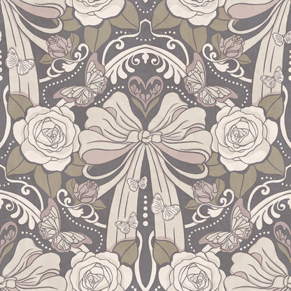 Deco Nouveau Floral Bows Peel and Stick Wallpaper