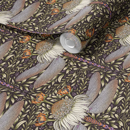 Dragonfly and Cornflower peel and stick wallpaper room mockup