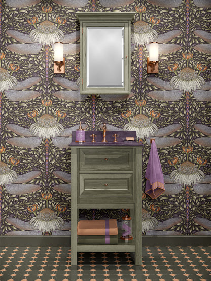 Dragonfly and Cornflower peel and stick wallpaper room mockup
