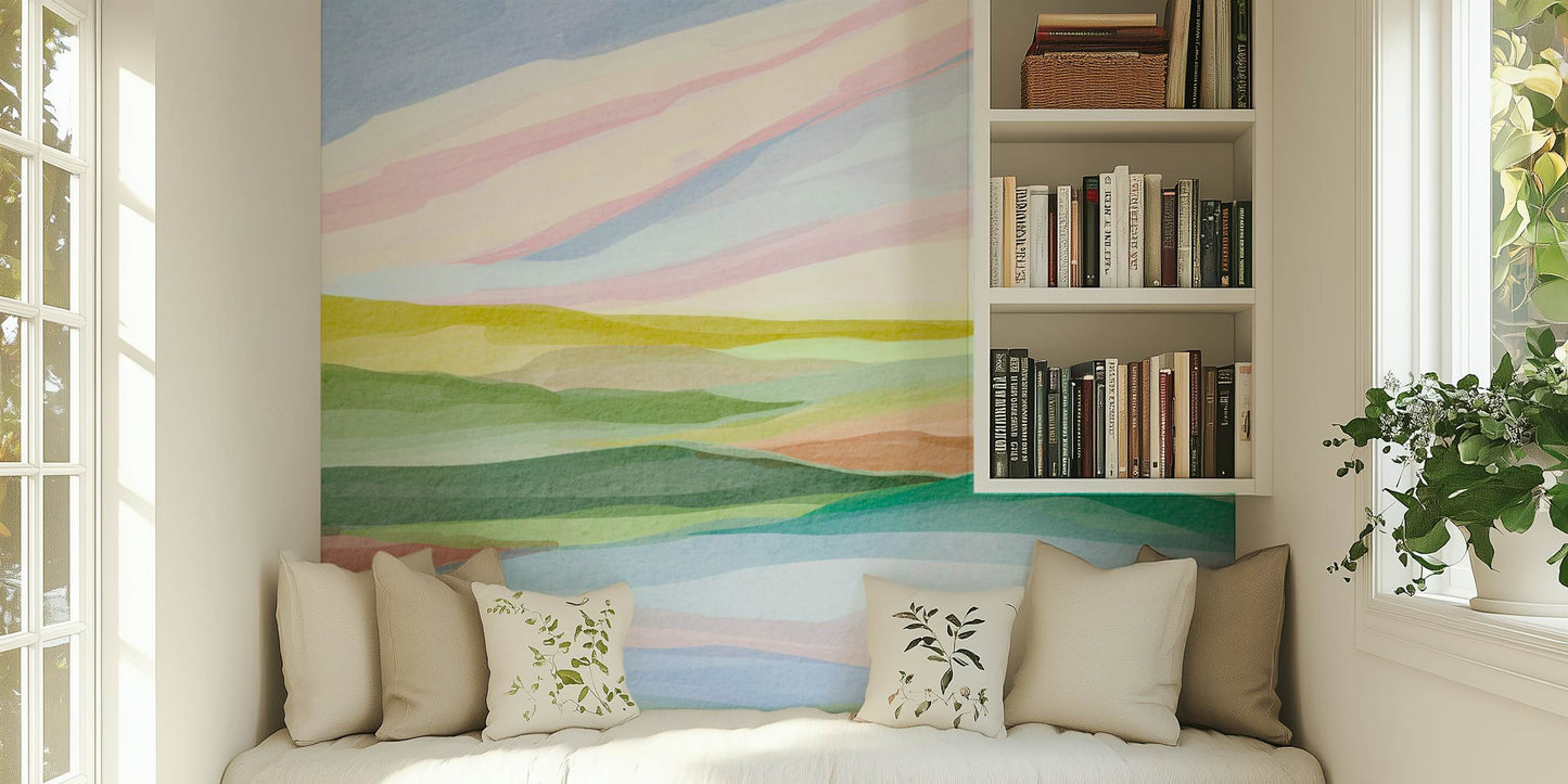 Dreamy Rolling Hills Peel and Stick Wall Mural - Landscape, Neutral, Mural