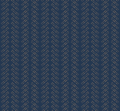 Bubble Dot Herringbone Blue and Gold peel and stick wallpaper pattern detail