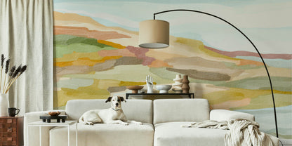 Earth Tone Abstract Landscape Peel and Stick Wall Mural - Desert, Neutral, Mural