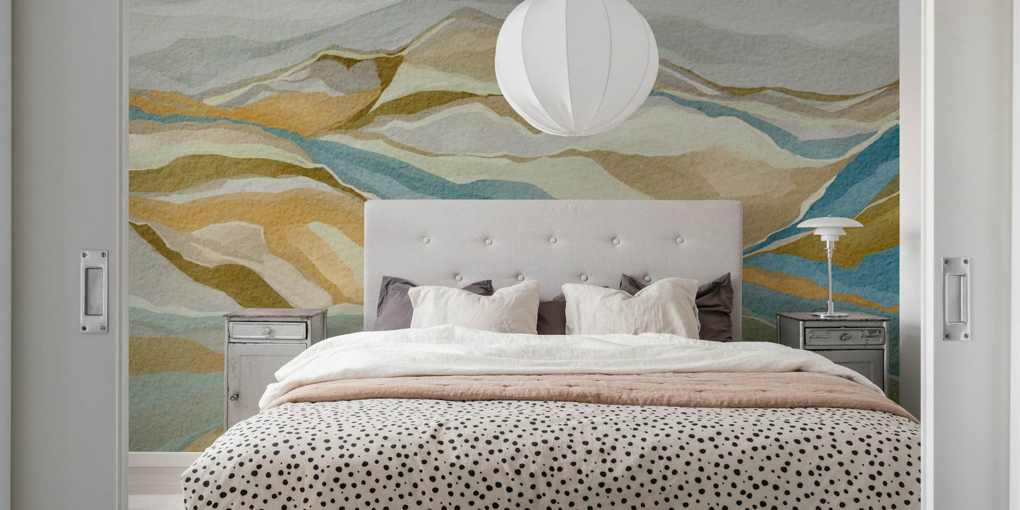 Earth Tone Mountain Ridges Peel and Stick Wall Mural - Desert, Neutral, Mural