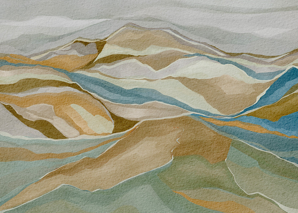 Earth Tone Mountain Ridges Peel and Stick Wall Mural - Desert, Neutral, Mural