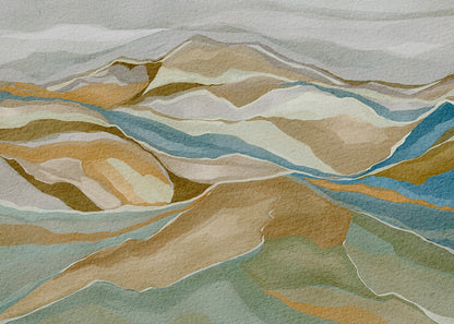 Earth Tone Mountain Ridges Peel and Stick Wall Mural - Desert, Neutral, Mural