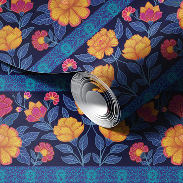 Ethnic Flowery Wallpaper.