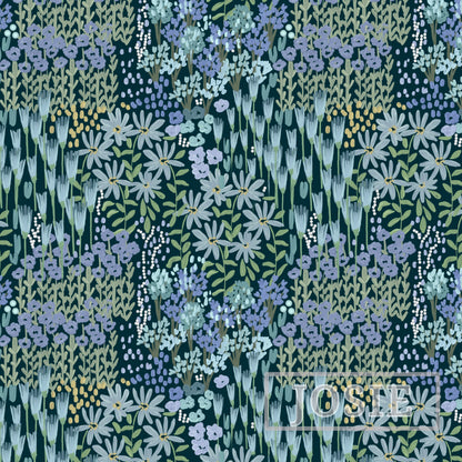 Flower Farm Blue peel and stick wallpaper pattern swatch
