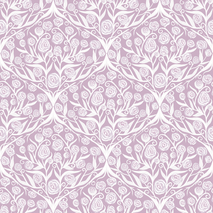 White floral pattern on a light purple background