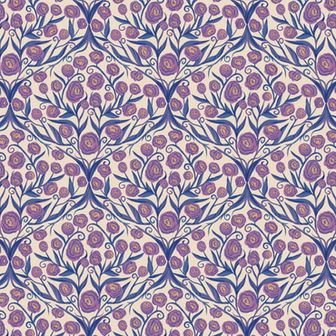 Pattern of purple flowers on a beige background