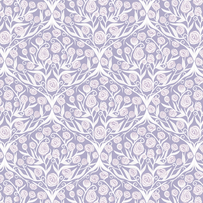 White floral pattern on a light purple background