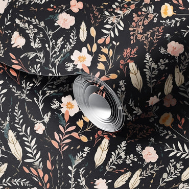 Fall Wildflowers peel and stick wallpaper room mockup