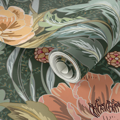 Floral Heritage Morris Golden Forest peel and stick wallpaper pattern swatch