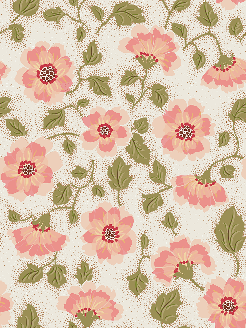 Floral Vintage Nostalgia Light peel and stick wallpaper room mockup